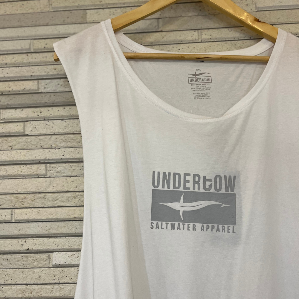 Undertow White Tank Singlet Original Logo