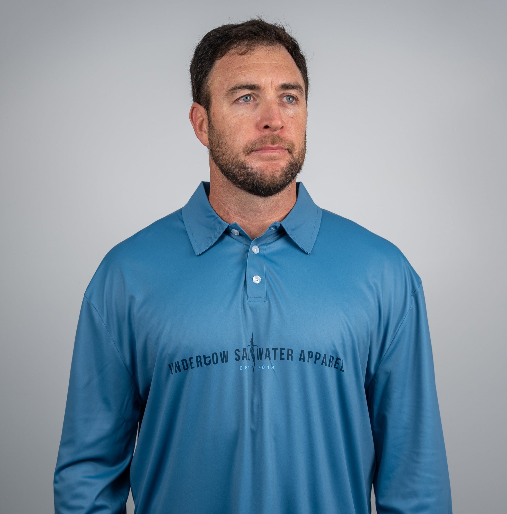 Undertow Ocean Blue Collared Fishing Shirt